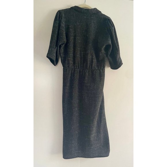 1980s Wool Dress, Size Medium, ELL-JAY Juniors Canada, V-Neck Black Winter Dress - Picture 10 of 11